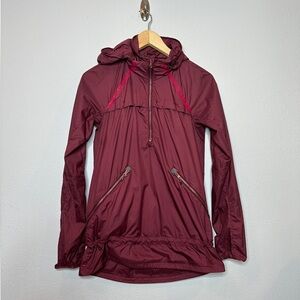LULULEMON lightweight running Pullover Jacket SIZE 4 burgundy